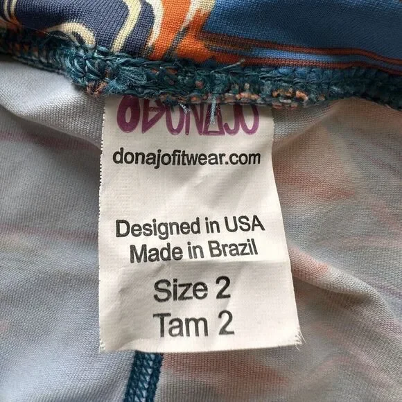 Donajo Geometric Print Cropped Yoga Pants Leggings 2 bp - Picture 4 of 4